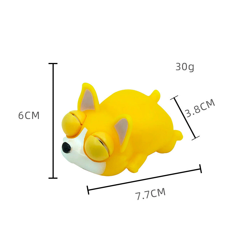 Cute Pet Squishy Sleepy Dog With Bulging Eyes Stress-Relief Squeeze Toy For Release And Fun